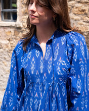 Load image into Gallery viewer, Bibico Kasbah woven dress Blue Ikat
