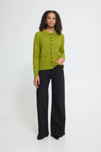 Load image into Gallery viewer, Ichi Dasila collar detail cardigan Calla Green
