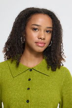 Load image into Gallery viewer, Ichi Dasila collar detail cardigan Calla Green
