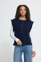 Load image into Gallery viewer, Ichi Povoke ruffle detail waistcoat Total Eclipse
