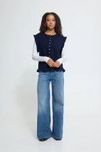 Load image into Gallery viewer, Ichi Povoke ruffle detail waistcoat Total Eclipse
