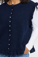 Load image into Gallery viewer, Ichi Povoke ruffle detail waistcoat Total Eclipse
