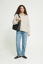 Load image into Gallery viewer, Ichi Tamanna brushed woven striped shirt Birch Coffee
