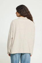 Load image into Gallery viewer, Ichi Tamanna brushed woven striped shirt Birch Coffee
