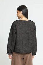 Load image into Gallery viewer, Ichi Frava herringbone jacket with detatchable scarf Black Herringbone
