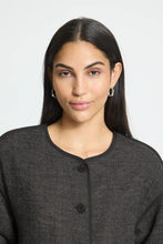 Load image into Gallery viewer, Ichi Frava herringbone jacket with detatchable scarf Black Herringbone
