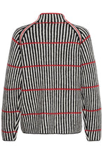 Load image into Gallery viewer, Ichi Kamara linear stripe jacquard knit Black White Red
