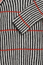 Load image into Gallery viewer, Ichi Kamara linear stripe jacquard knit Black White Red
