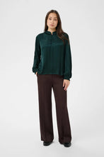 Load image into Gallery viewer, Part Two Caterina dull satin ruffle neck blouse Green Gables
