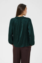 Load image into Gallery viewer, Part Two Caterina dull satin ruffle neck blouse Green Gables
