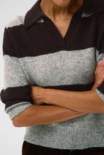 Load image into Gallery viewer, Part Two Charlott striped college knit Mole Grey Melange
