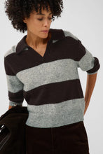 Load image into Gallery viewer, Part Two Charlott striped college knit Mole Grey Melange
