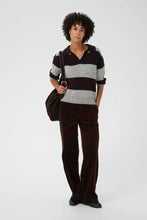 Load image into Gallery viewer, Part Two Charlott striped college knit Mole Grey Melange
