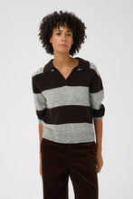 Load image into Gallery viewer, Part Two Charlott striped college knit Mole Grey Melange
