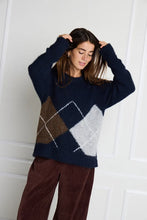 Load image into Gallery viewer, Ichi Bayana argyle jacquard jumper Total Eclipse
