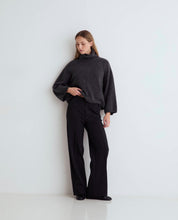 Load image into Gallery viewer, Yerse Tricot wide leg check trouser Black Grey

