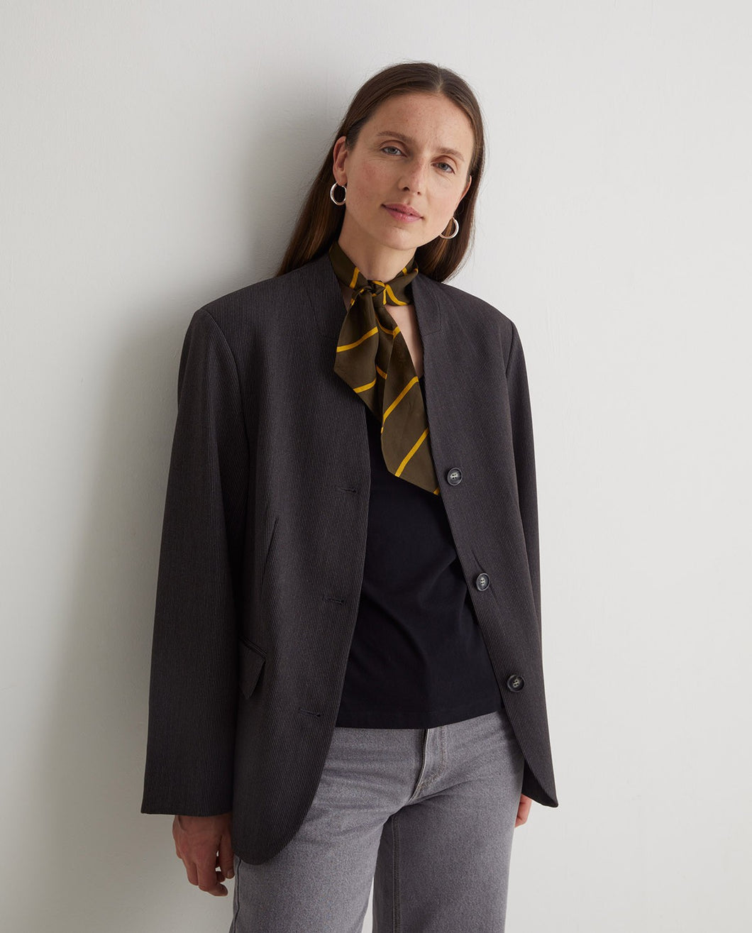 Yerse striped silk necktie Brown