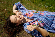 Load image into Gallery viewer, Chico Soleil Bonita striped embroidered maxi dress Blue Purple
