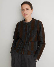 Load image into Gallery viewer, Yerse Graz boiled wool stripe jacket Chocolate Grey
