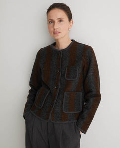 Yerse Graz boiled wool stripe jacket Chocolate Grey