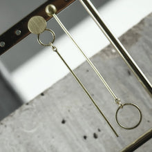Load image into Gallery viewer, Dansk Theia Asymmetric bar earring Gold Plated
