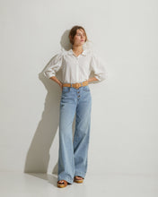 Load image into Gallery viewer, Yerse Romantic shirred shoulder yoke detail linen blouse White
