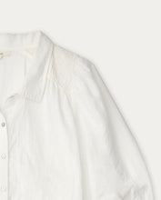 Load image into Gallery viewer, Yerse Romantic shirred shoulder yoke detail linen blouse White

