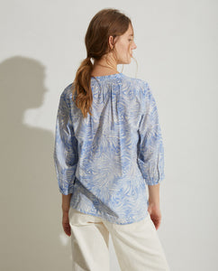 Yerse Lara Costafreda print cotton shirt Sky blue