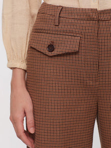Nice Things Checked folk trousers with pocket detail Brown