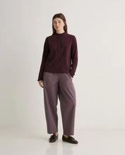 Load image into Gallery viewer, Yerse Woven frill detail jersey shirt Aubergine
