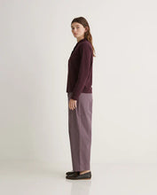 Load image into Gallery viewer, Yerse Woven frill detail jersey shirt Aubergine
