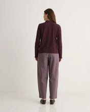 Load image into Gallery viewer, Yerse Woven frill detail jersey shirt Aubergine

