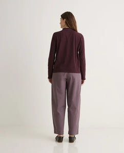 Yerse Woven frill detail jersey shirt Aubergine