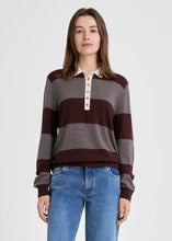 Load image into Gallery viewer, Yerse Striped knit rugby knit Chocolate Bordeaux

