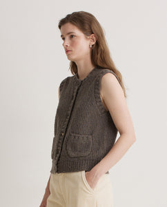 Yerse Patch pocket knit gilet Anthracite