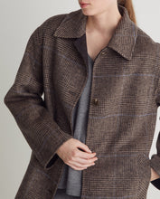 Load image into Gallery viewer, Yerse Handmade checked long coat Brown
