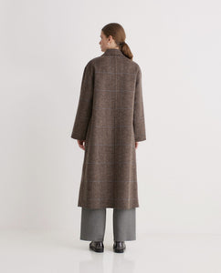 Yerse Handmade checked long coat Brown