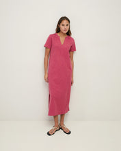 Load image into Gallery viewer, Yerse Ruched shoulder detail long jersey dress Raspberry - CW CW 
