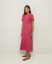 Load image into Gallery viewer, Yerse Ruched shoulder detail long jersey dress Raspberry - CW CW 
