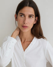 Load image into Gallery viewer, Yerse Ruffle neckline jersey shirt White
