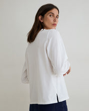 Load image into Gallery viewer, Yerse Ruffle neckline jersey shirt White
