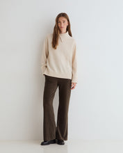 Load image into Gallery viewer, Yerse Fluid knit wide leg corduroy trouser Dark Brown
