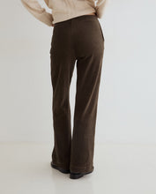 Load image into Gallery viewer, Yerse Fluid knit wide leg corduroy trouser Dark Brown
