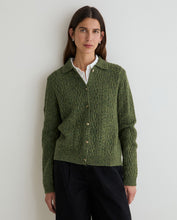 Load image into Gallery viewer, Yerse Tweed cable knit collared cardigan Verde - CW CW 
