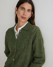 Load image into Gallery viewer, Yerse Tweed cable knit collared cardigan Verde - CW CW 
