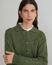 Load image into Gallery viewer, Yerse Tweed cable knit collared cardigan Verde - CW CW 
