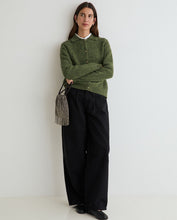 Load image into Gallery viewer, Yerse Tweed cable knit collared cardigan Verde - CW CW 
