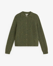 Load image into Gallery viewer, Yerse Tweed cable knit collared cardigan Verde - CW CW 

