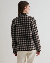 Load image into Gallery viewer, Yerse Boiled wool check jacket Chocolate Ecru
