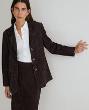 Load image into Gallery viewer, Yerse Suede leather single breasted Blazer Chocolate
